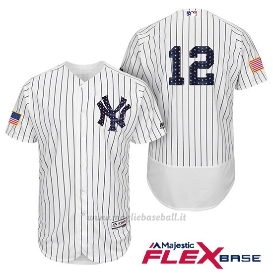 Maglia Baseball Uomo New York Yankees 2017 Estrellas y Rayas Chase Headley Bianco Flex Base